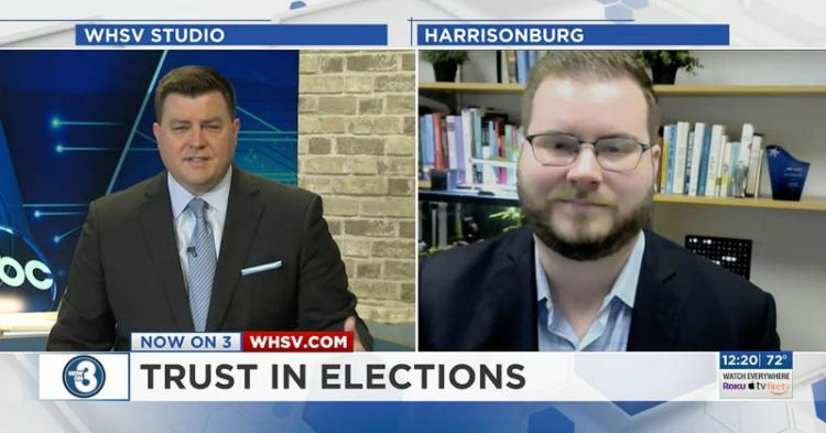 Screenshot of WHSV TV interview with Benjamin Blankeship 