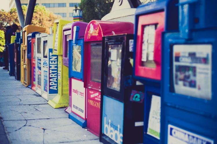 Row of news stands