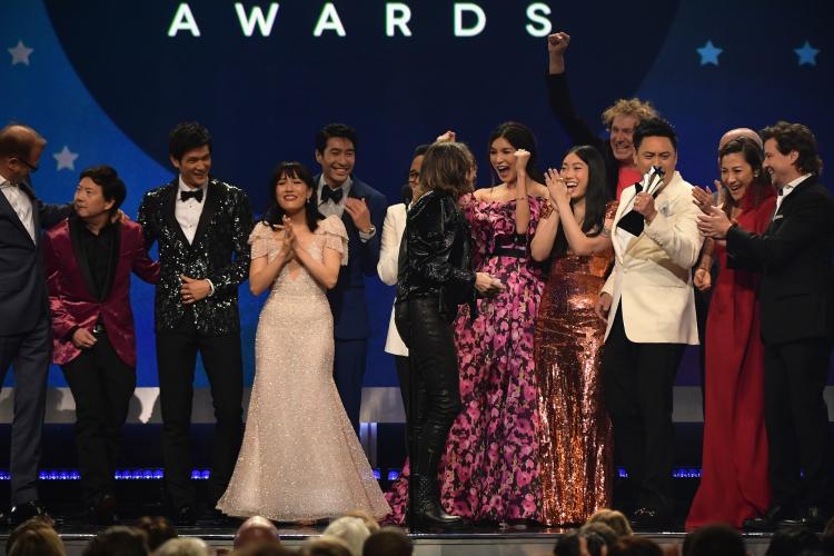 "Crazy Rich Asians" cast winning at the 2019 Critics' Choice Awards
