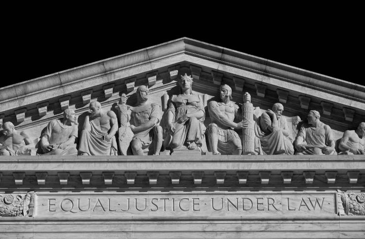 Frieze on top of Supreme Court house in Washington, D.C.