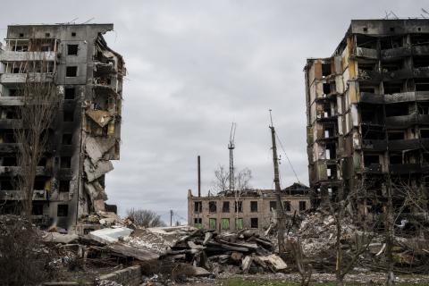 Demolished building in Ukraine