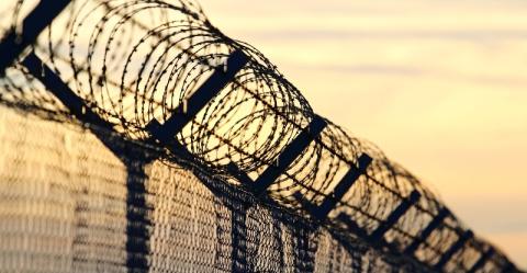 Barbed wire of a detention center