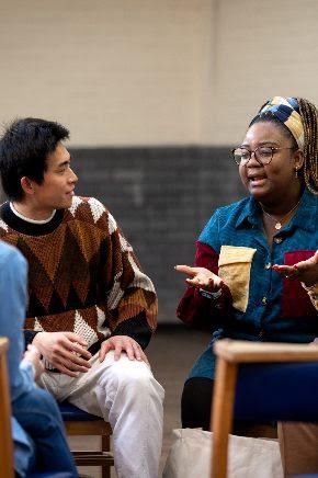 Two people having a discussion
