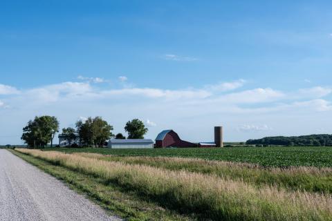 Farm country in American Midwest