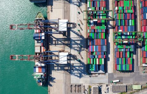 Shipping containers, view from above