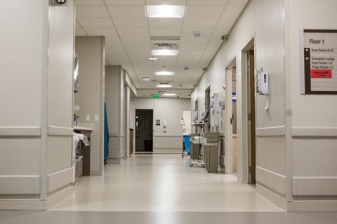 Empty hallway of an emergency room in a hospital