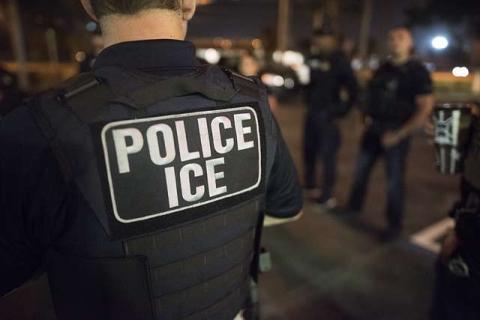 Back of an ICE agent's uniform