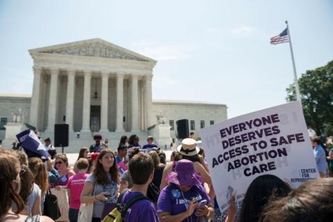 Protest in front of the Supreme Court building in Washington D.C. on reproductive rights