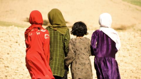 Backs of girls in Afghanistan