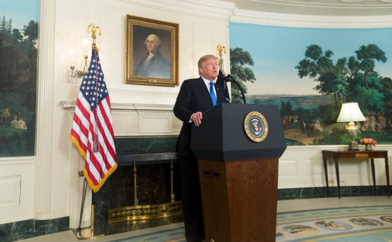 Donald Trump giving speech at White House