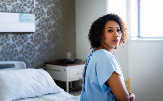 Patient in hospital gown