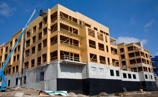Mass Timber Construction, new apartment complex under construction.