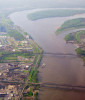 Aerial View Of Downtown Quincy Illinois with Mississippi River